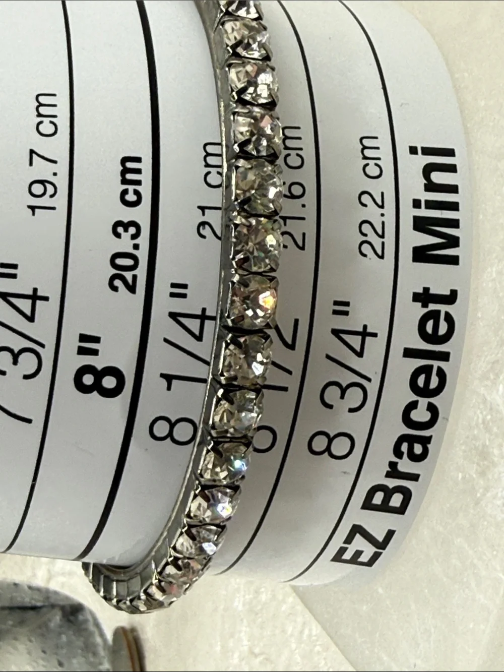 Rhinestone prong set vintage Bracelet - Silver Tone bangle larger stones & size